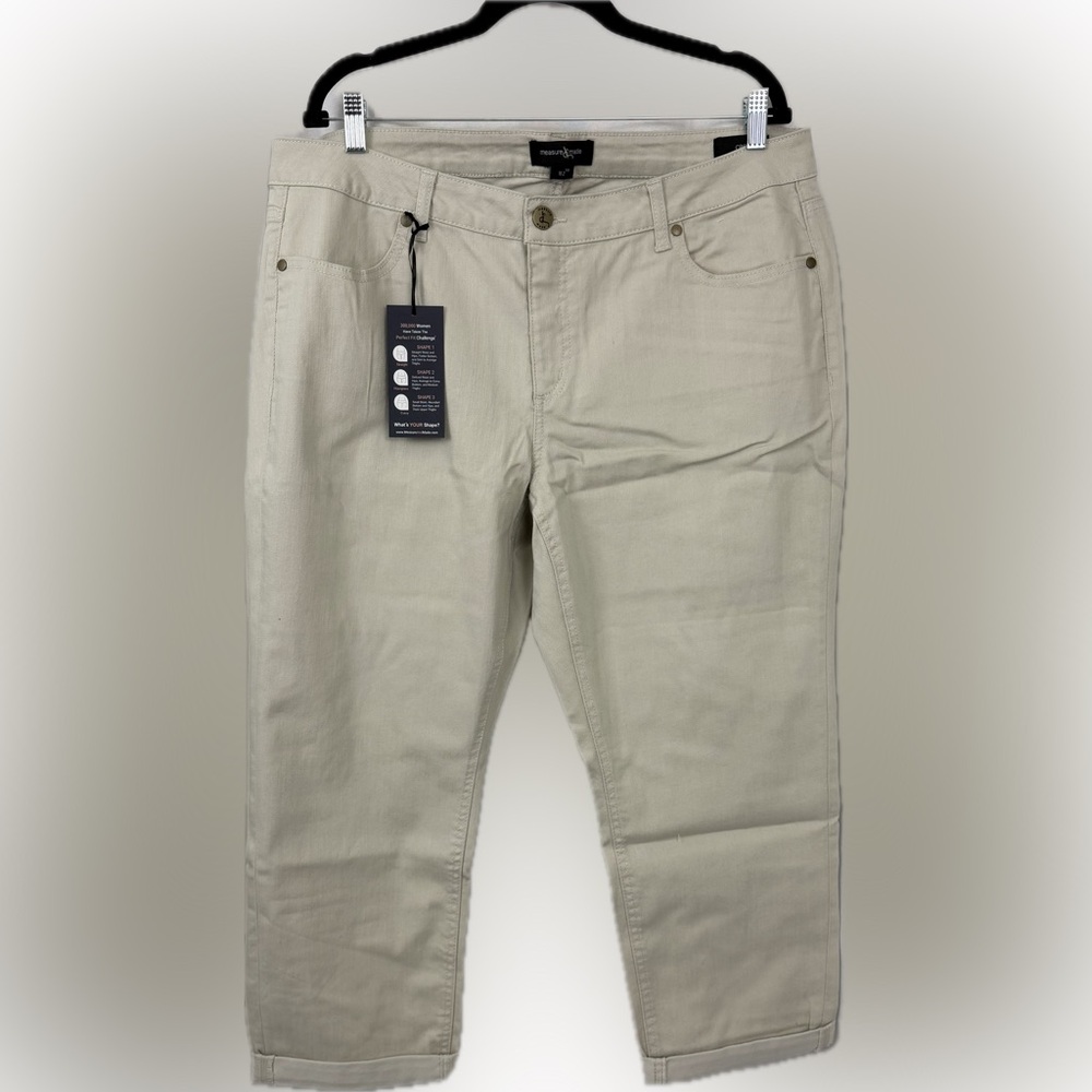Measure & Made Sand Colored Rolled Crop Midrise Jean Size 18 (Fit logic 2). NWT